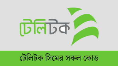 টেলিটক সিমের সকল দরকারি USSD কোড
