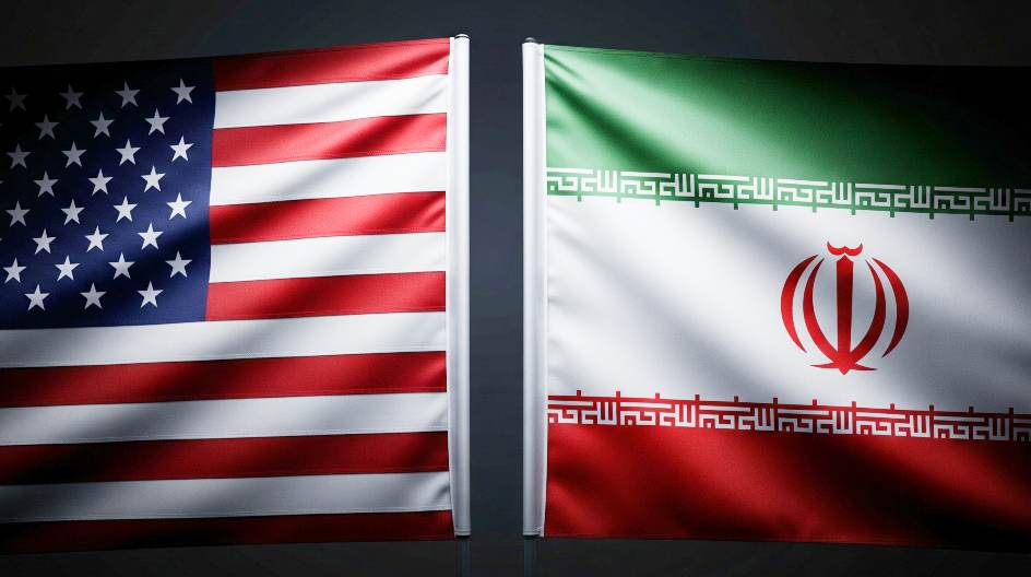 ইরান ও যুক্তরাষ্ট্রের পতাকা